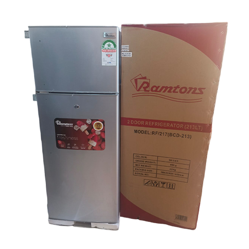 Ramtons RF/217 Double Door Direct Cool Fridge 213 Liters Silver With Handle