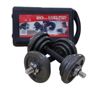 20kg cast iron dumbbell set adjustable home gym weights with spin lock collars Kenya