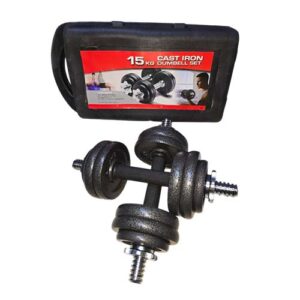 15KG Adjustable Cast Iron Dumbbell Set with Carry Case – Home Gym Weight Training