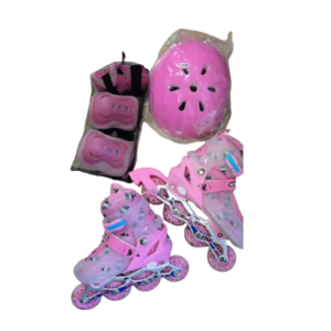 Kids’ Inline Roller Skating Shoe Set Helmet + Guard