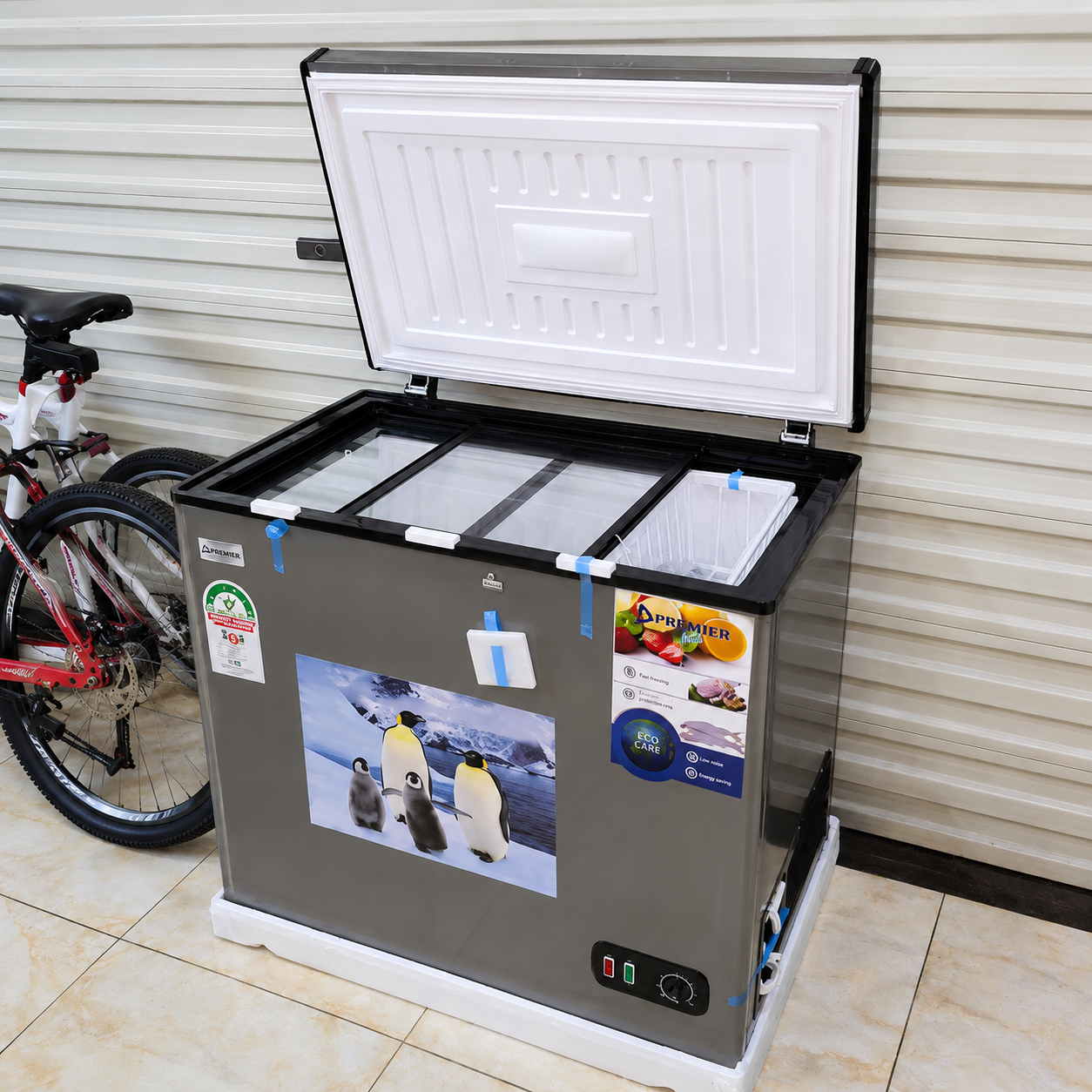 Premier PM-200CF 200L Chest Deep Freezer with Sliding Glass Top