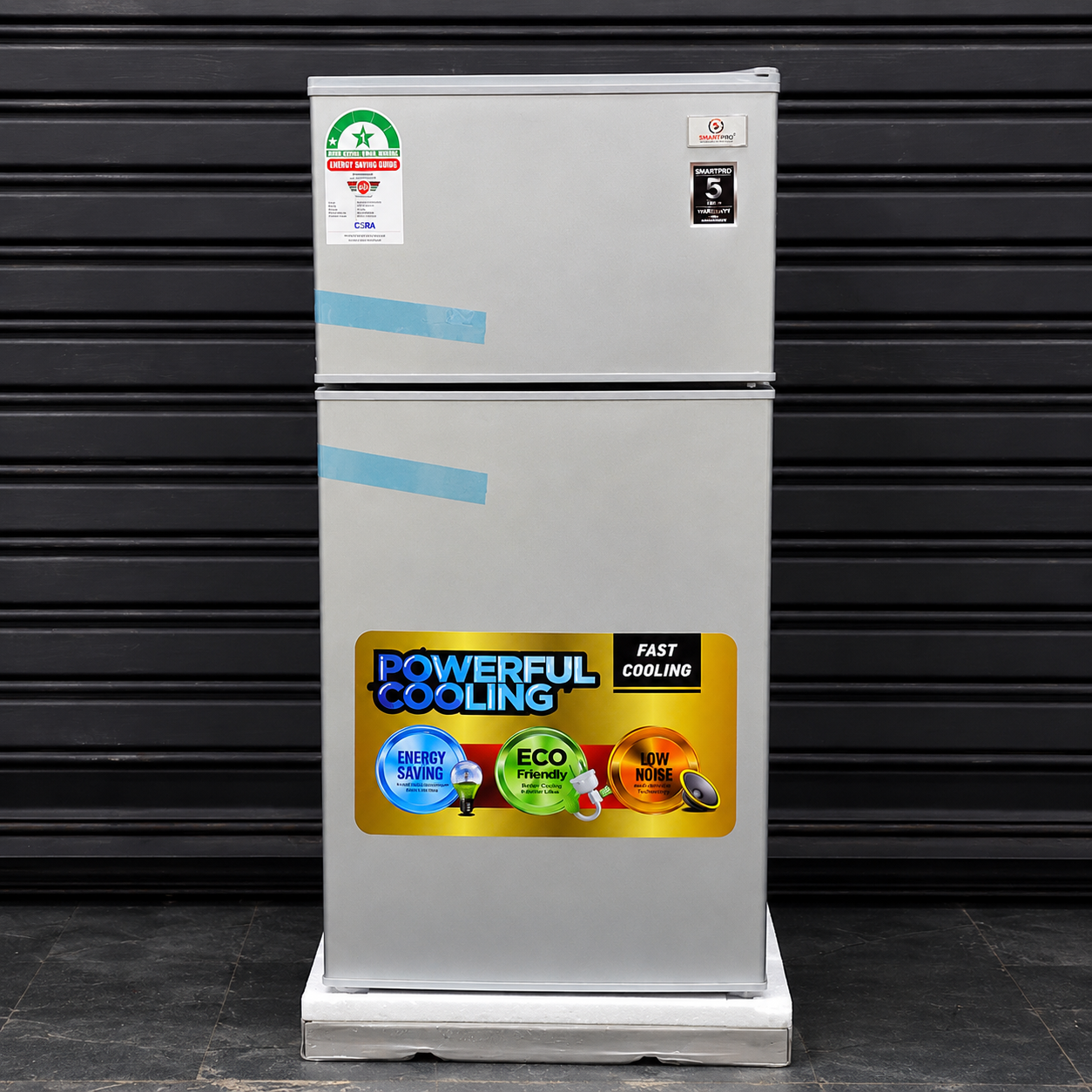 Smartpro 95L Double Door Fridge SFR-125-DT-I Silver Energy Saving Fridge Kenya