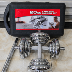 20kg chrome dumbbell set with connector bar adjustable home gym weight set