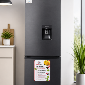 SmartPro SFR-350-DBI 268L Bottom Freezer Fridge with Water Dispenser Dark Inox