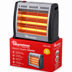 Ramtons Electric Quartz Room Heater RM469 1200W with 3 Heat Settings and Tilt Over Protection