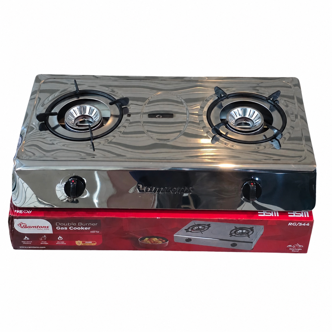Ramtons 2 Burner Gas Cooker RG/544 Stainless Steel Top