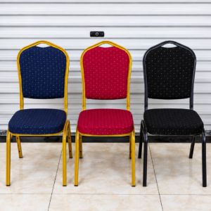Banquet Conference Chair Metal Frame – Blue, Red & Black