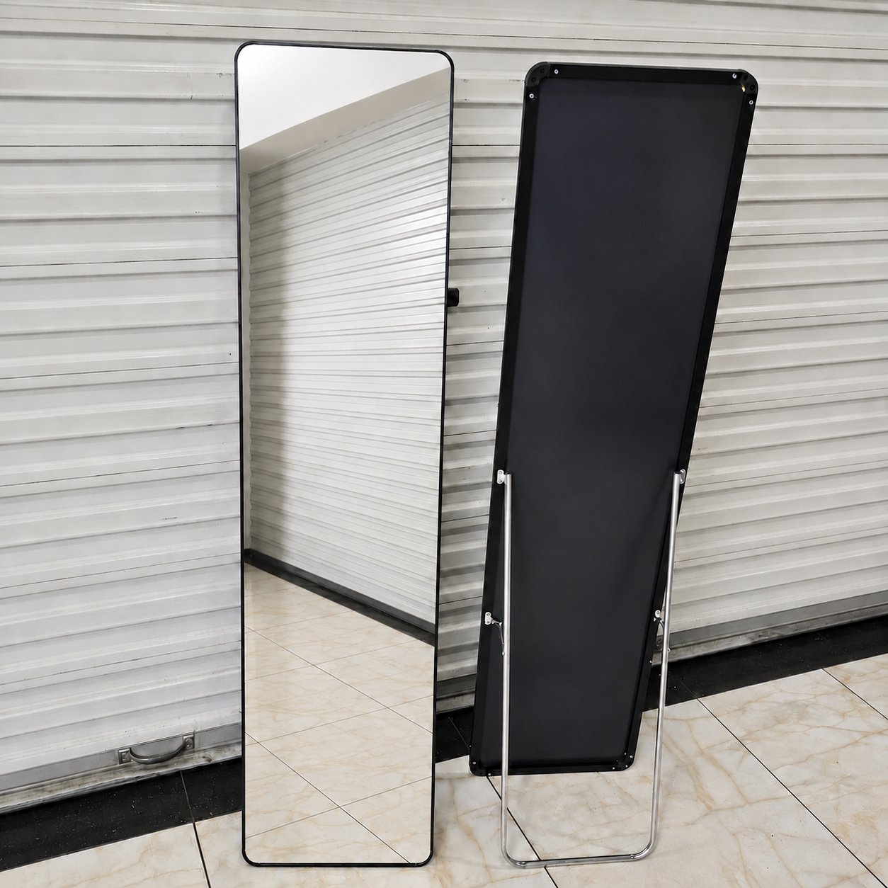 Modern Dressing Mirror A-37 with slim black metal frame