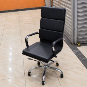 Executive High-Back Leather Office Chair with Armrests