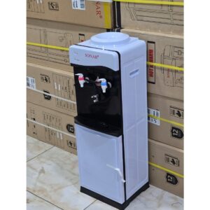 Sonar JY-001 hot and normal water dispenser with storage cabinet in white.