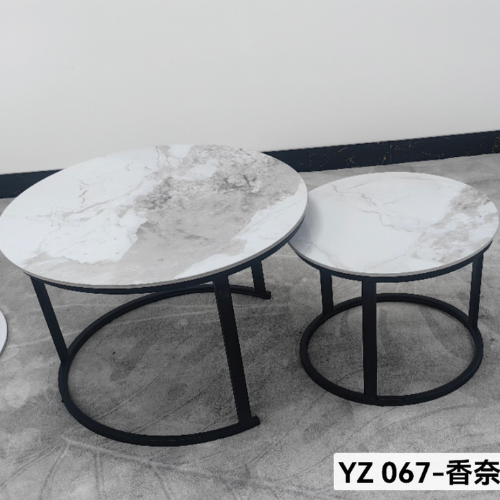 Marble Nesting Coffee Table Set YZ 067 Chanel White Black Frame