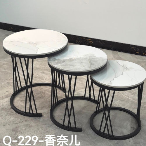 3-in-1 Executive Pure Marble Nesting Table Set Q-229 Chanel