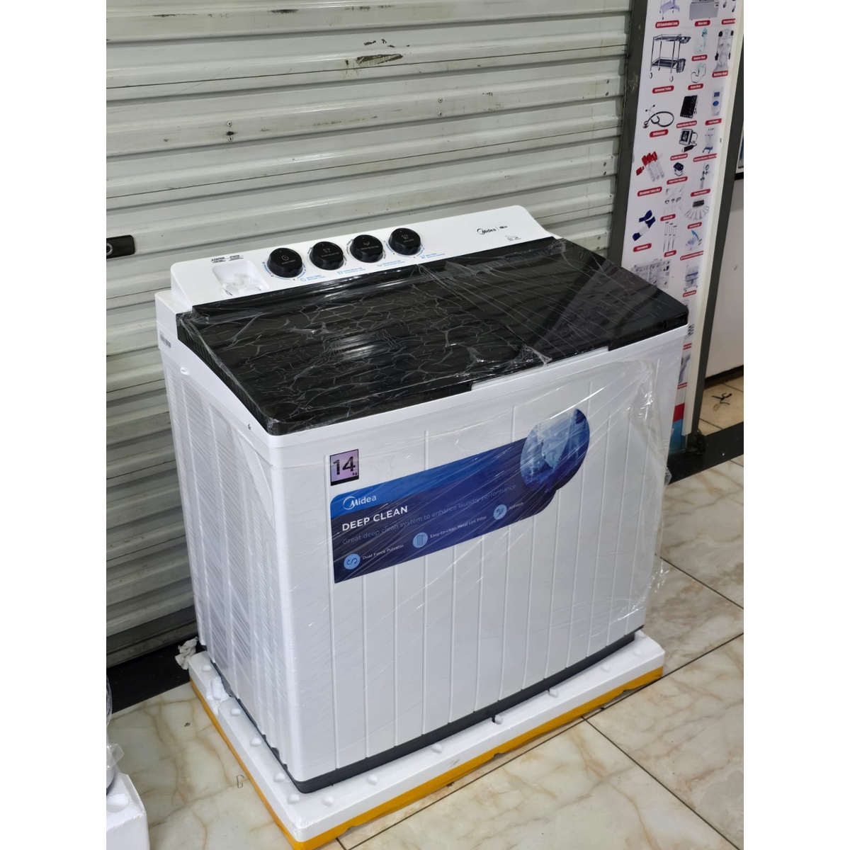Midea MT100W140/WG 14KG washing machine specifications label