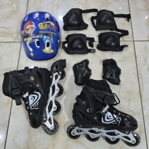 Kids Skates Shoe with Helmet & Guards Size 35–38