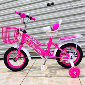 Pelofer kids bicycle size 12 pink with training wheels and basket