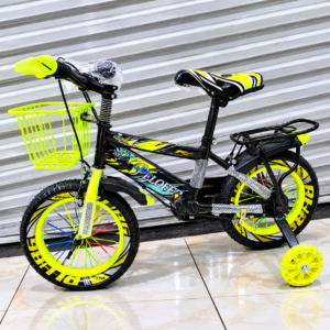 Kids Bicycle Size 16 with training wheels and front basket