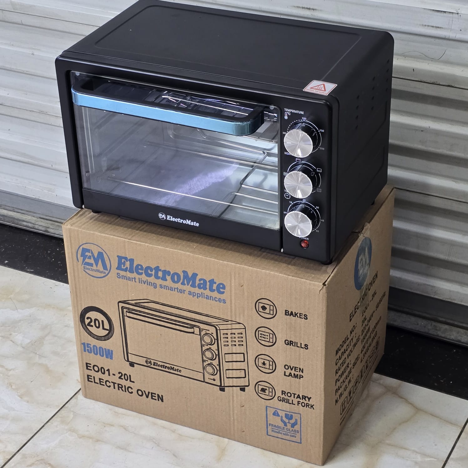ElectroMate 20L Electric Oven 1500W with Rotisserie & Grill – EO01-20L