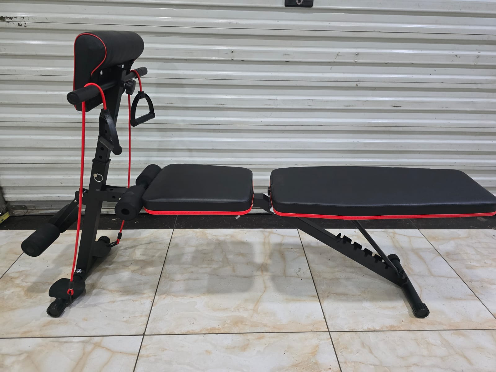 Adjustable Workout Bench with Resistance Bands for Home Gym