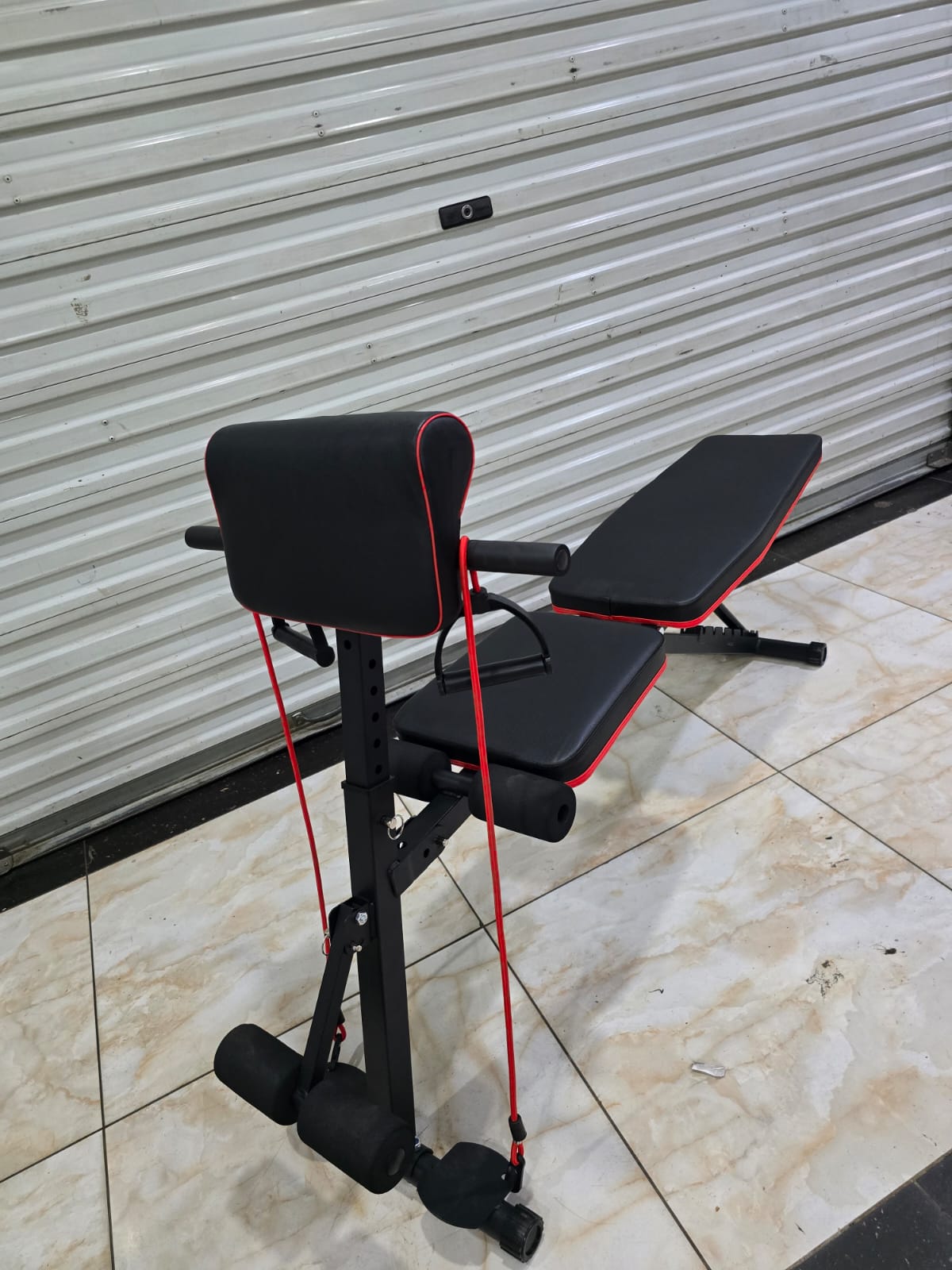 Adjustable Workout Bench with Resistance Bands for Home Gym